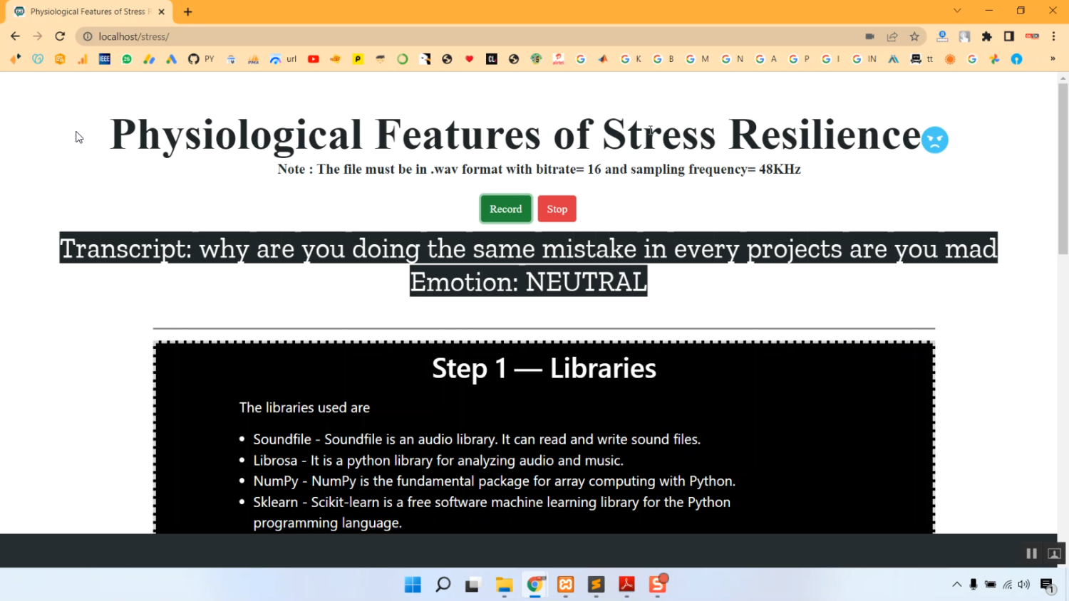 Physiological Features of Stress Resilience in Python Projects