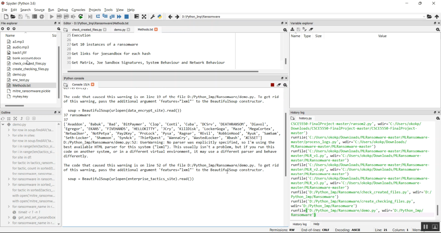 Ransom ware Data Train Analysis in Python Projects