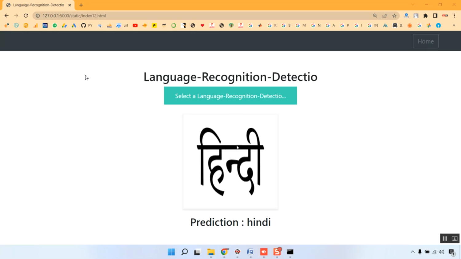 Language Type Recognition CNN Flask App in Python Projects
