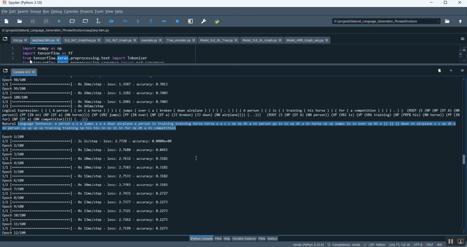 Natural Language Generation Phrase in Python Projects