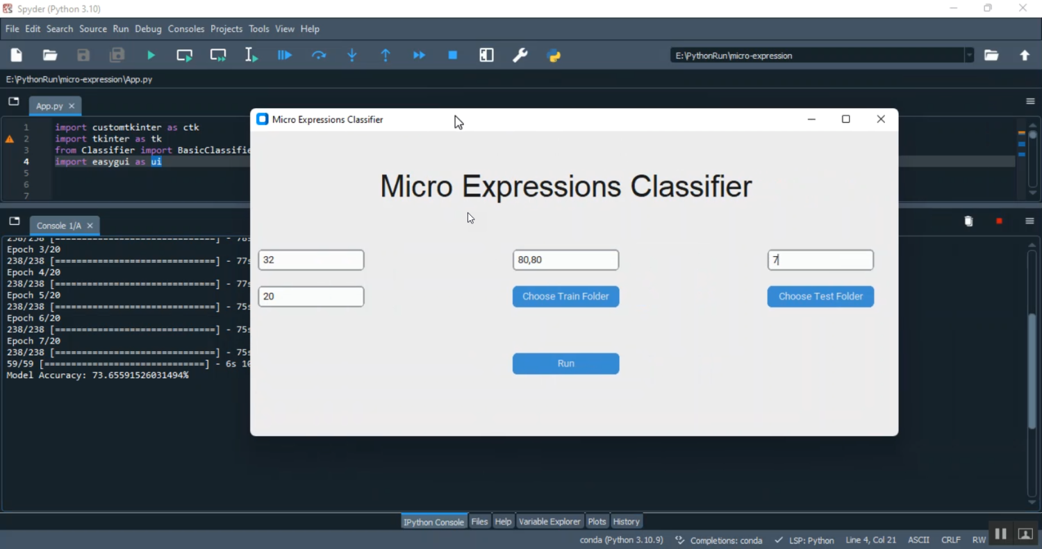 Micro Data Based expression Prediction TKinter  in Python Projects