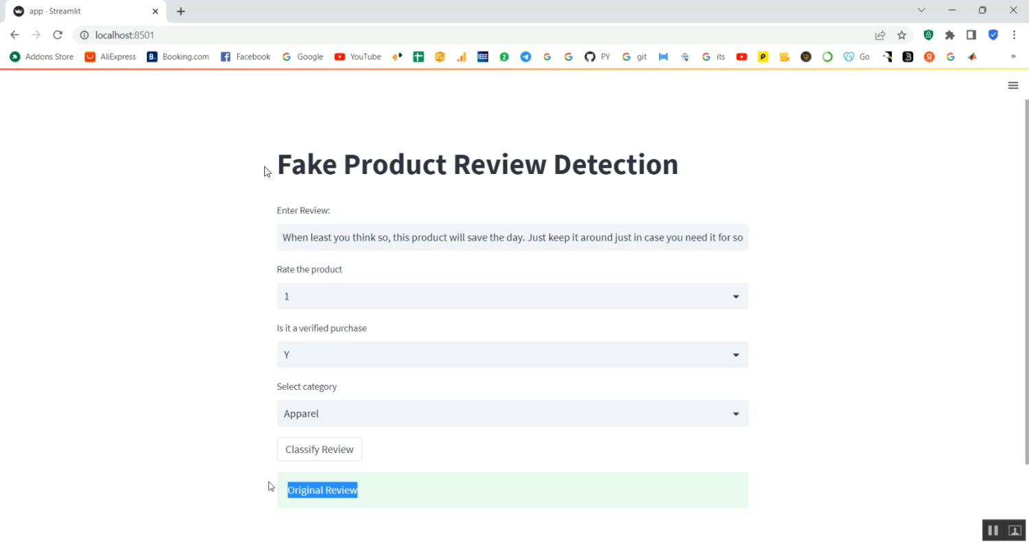 Fake Product Review Based Prediction in Python Projects