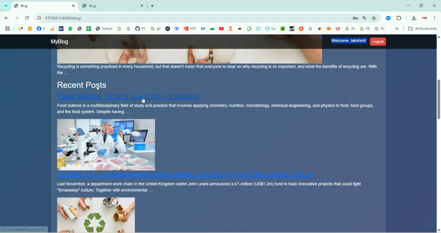 My Blogs on Django in Python Projects