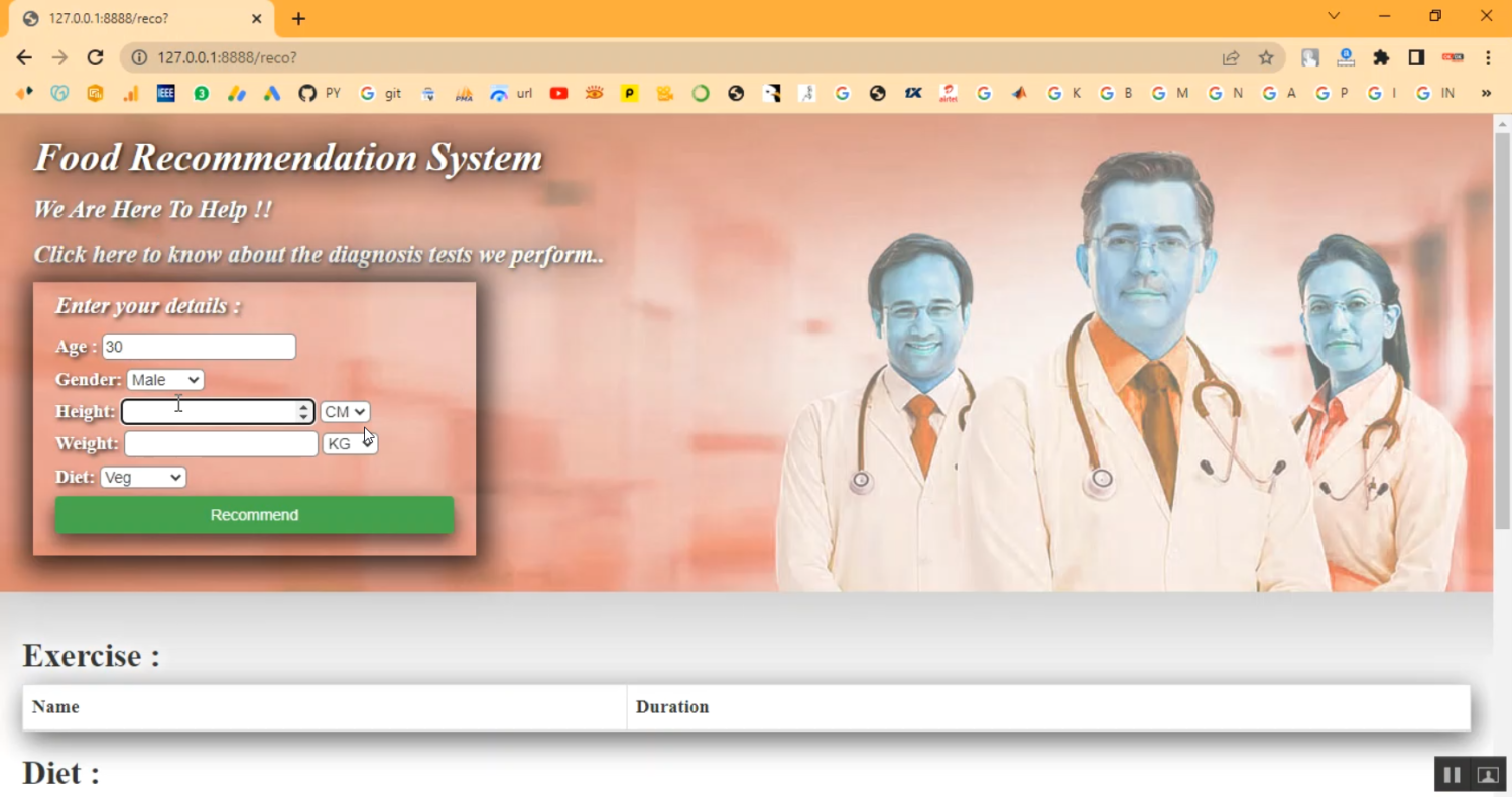 Food Recommendation Based on Disease in Python Projects