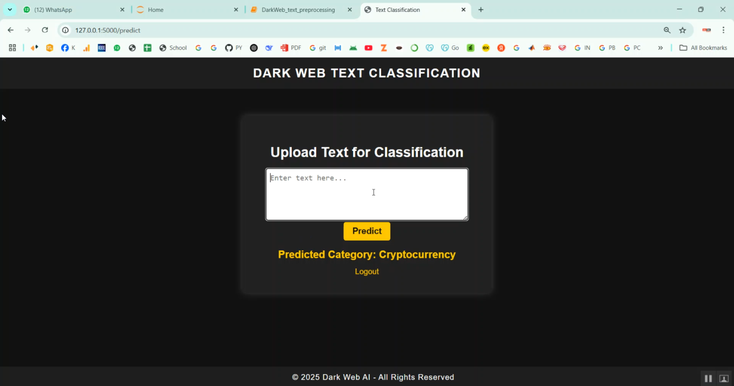 Dark Web Classification Based on TextCNN in Python Projects