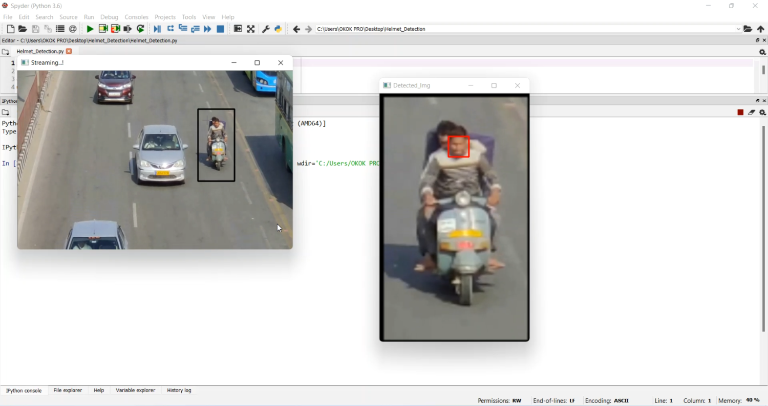 Helmet Detection Video Input Segmentation in Python Projects