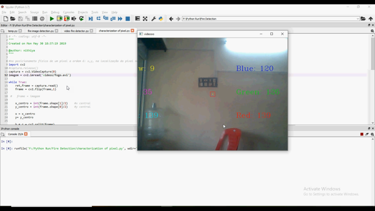 Fire Detection Simple GUI Console in Python Projects