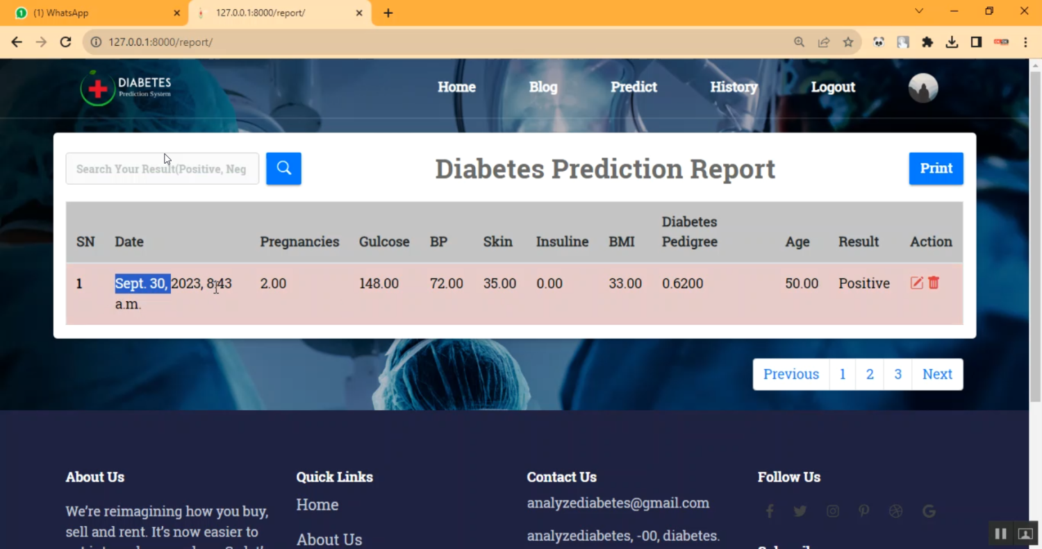 Diabetic Prediction using Flask with Login History Patient in Python Projects