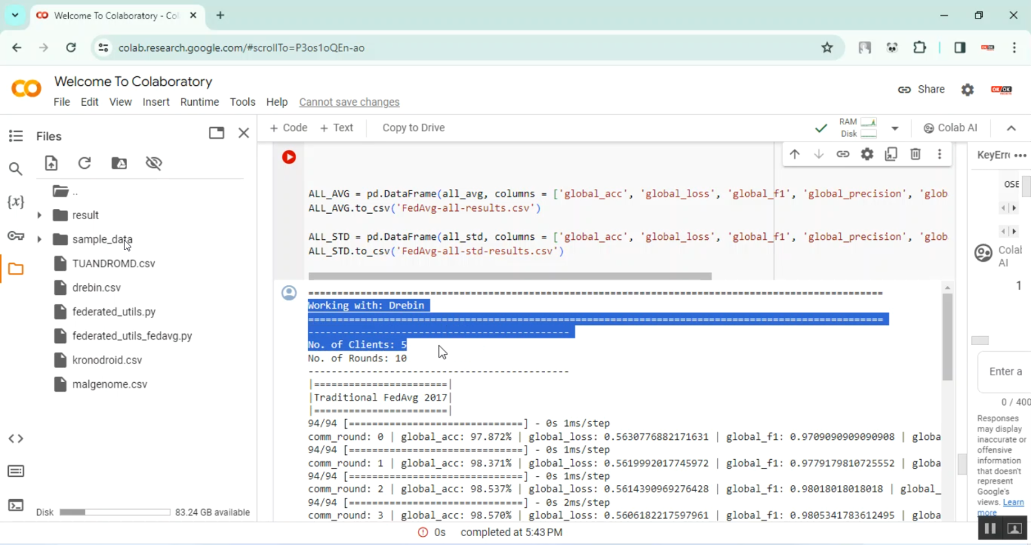 Android Malware Federated Learning COLAB in Python Projects