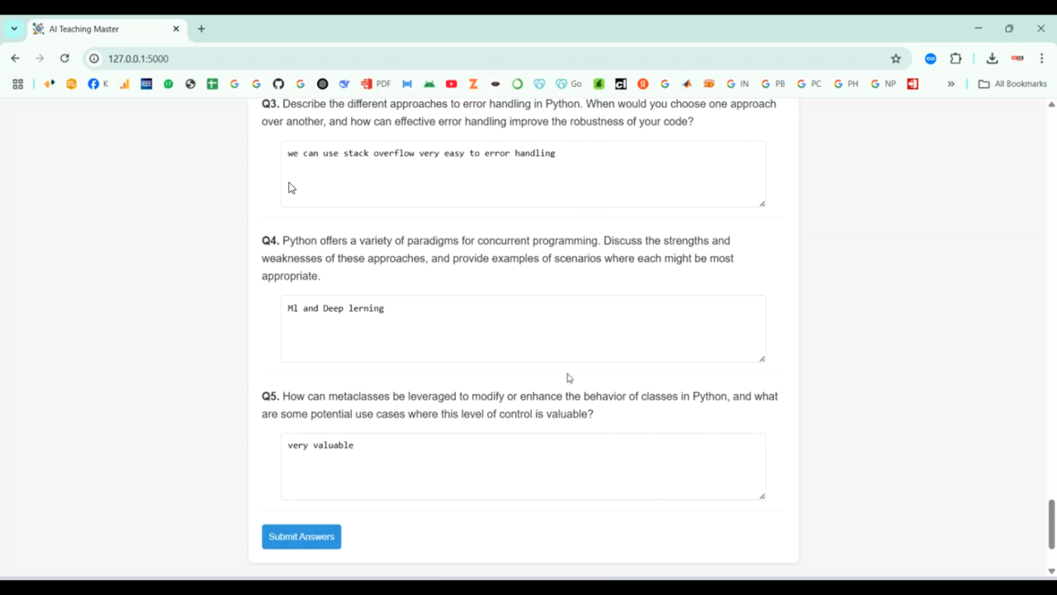Human Centered Learning and Teaching using AI in Python Projects