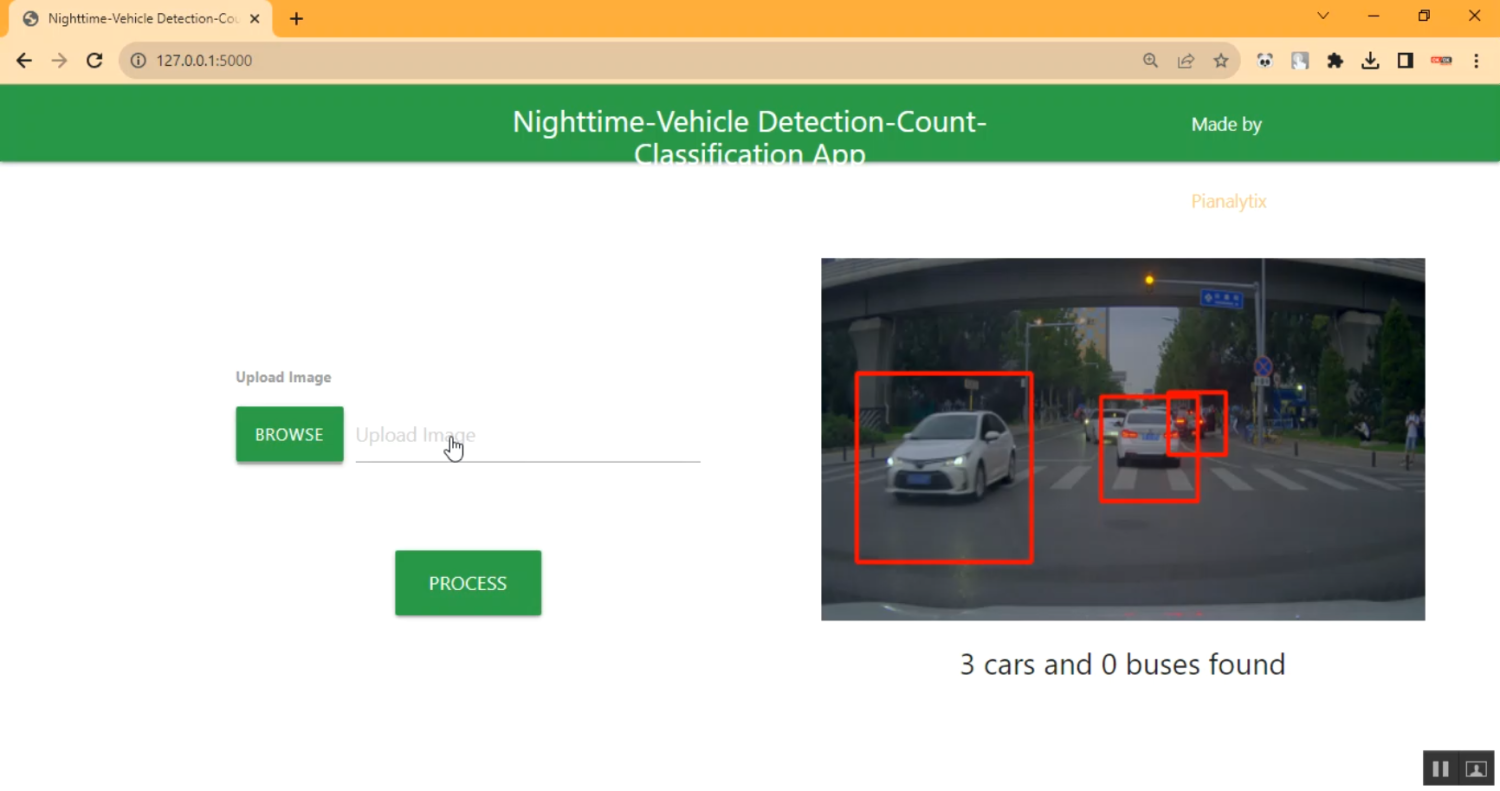 Night Vehicle Detection Flask App in Python Projects