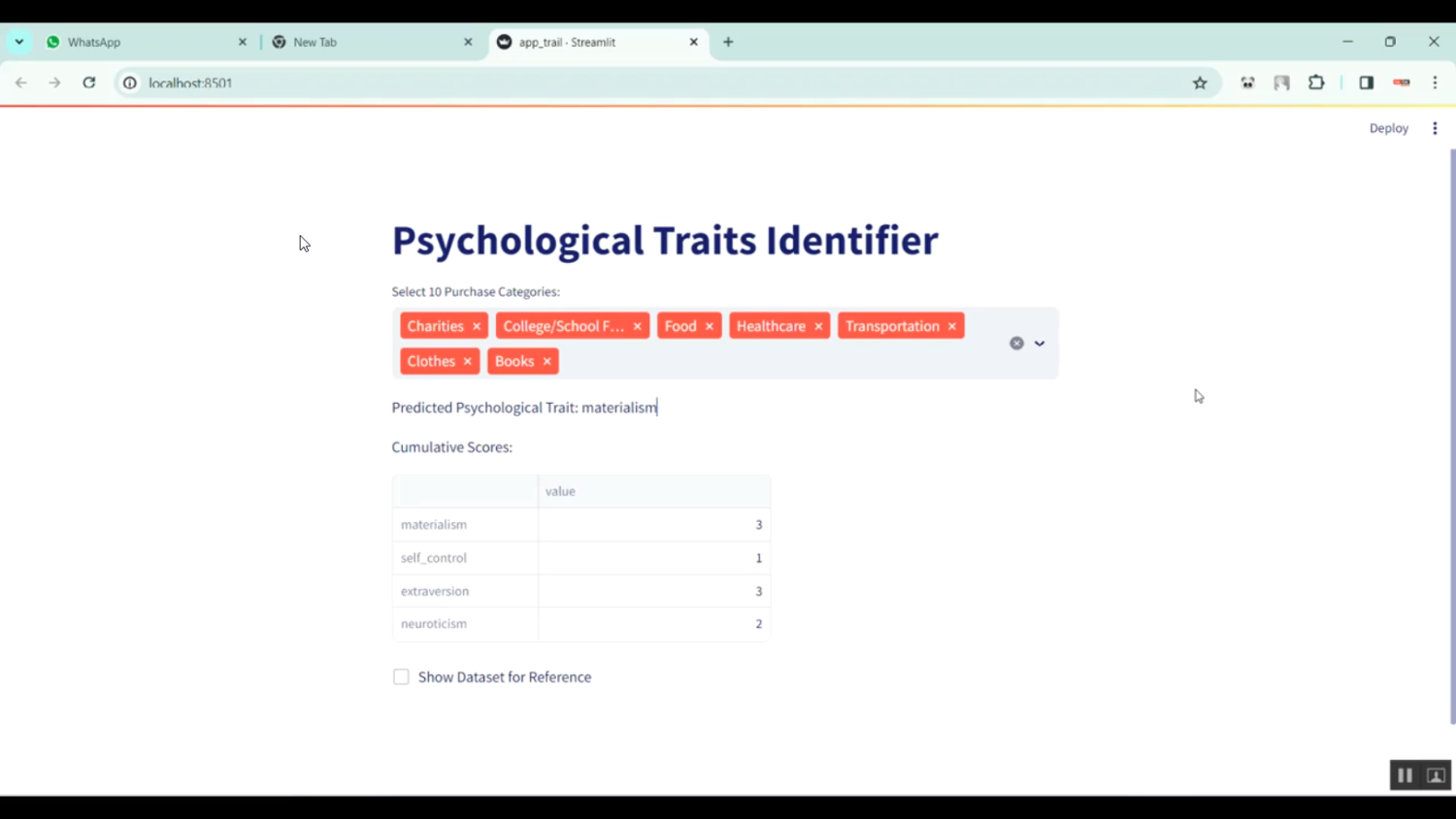Psychological Prediction User Transaction Streamlit in Python Projects