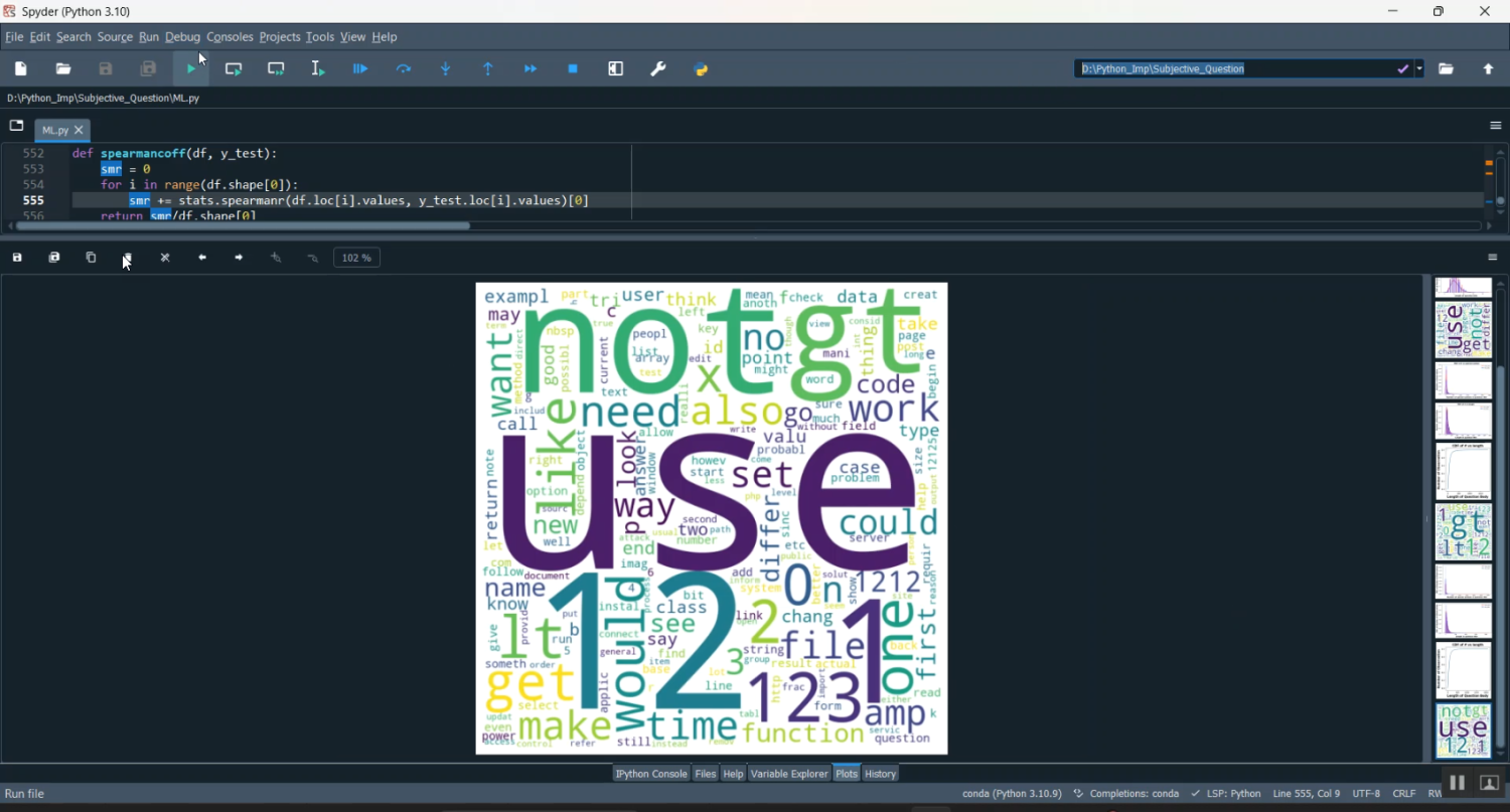 Subjective Question Answer Analysis ML in Python Projects