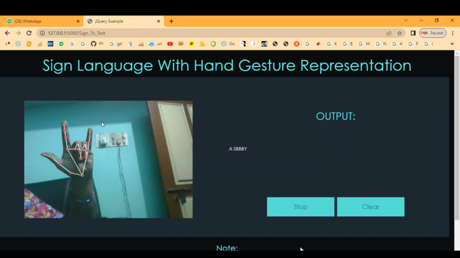 Sign Language Hand Gestures using Live Camera in Python Projects