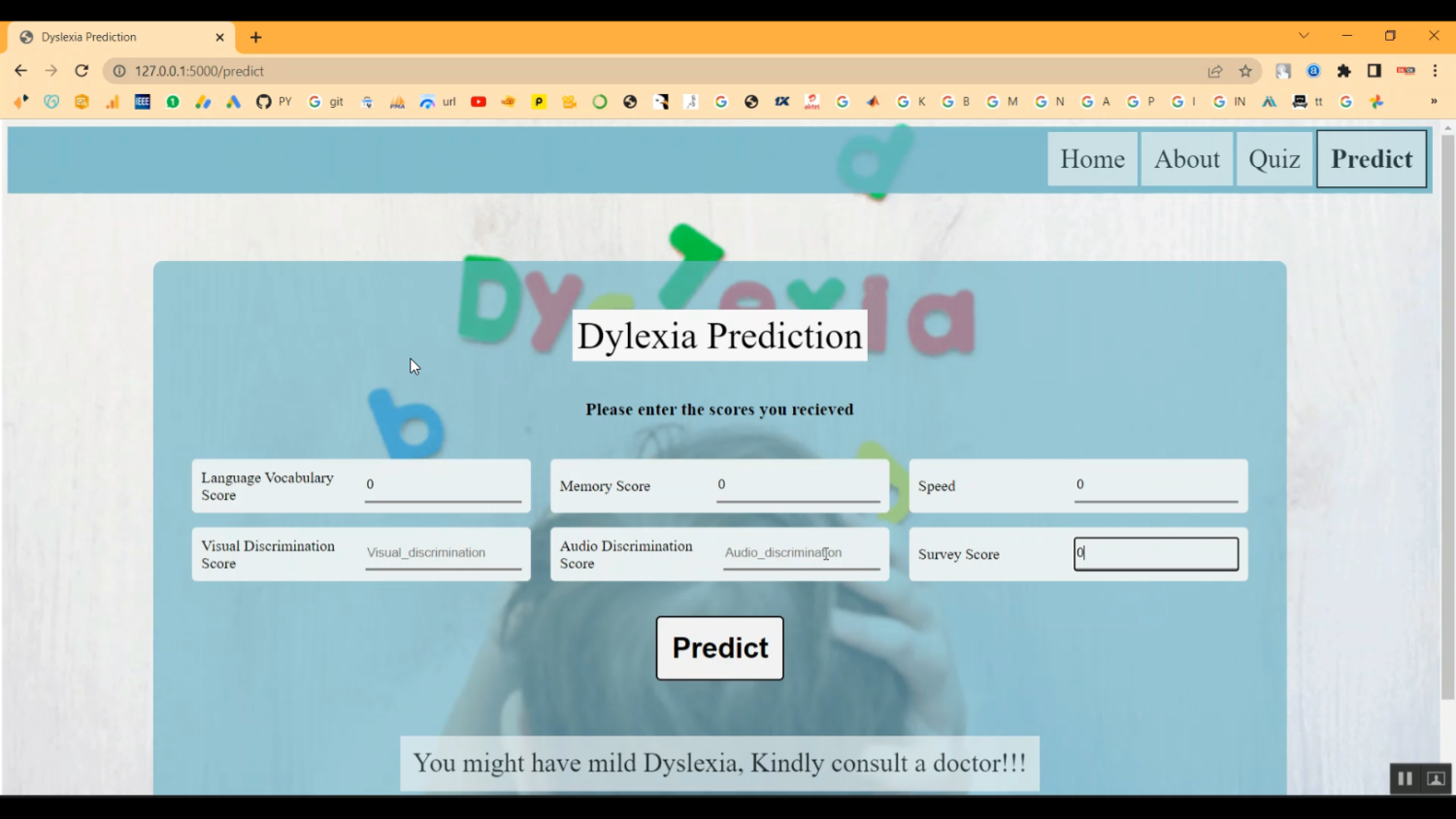 Dyslexia Prediction Flask App Prediction in Python Projects